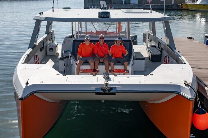 Private Luxury Full day Boat Charter With Lunch - Inflatable island time in a calm bay