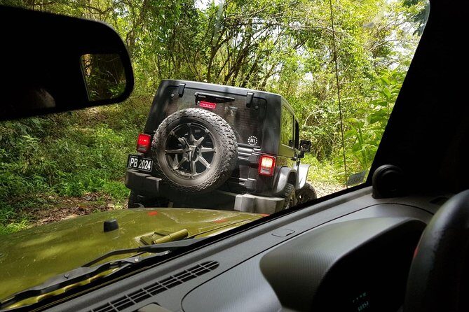 Self Drive 4x4 Off Road Jeep Wrangler & Beach Chill - Stop 2 at Frigate Bay: one hour, punch in hand, and rocky-water reality